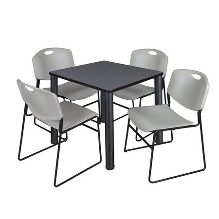 Kee Kee Square Table & Chair Set, Wood, Metal, Polypropylene Top TB3030GYBPBK44GY